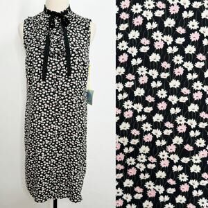 NWT CeCe Mayfair Dress Black Ditsy Floral High Neck Shirt Dress Work Twee Size S